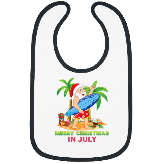 Surf Life Merry Christmas Mele Kalikimaka Santa Surfing Surf In July Bibs