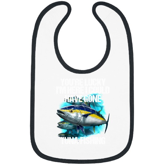 Fishing Lucky Im Here Funny Tuna Funny Fisherman 63 Fisher Hook Fisher Bibs