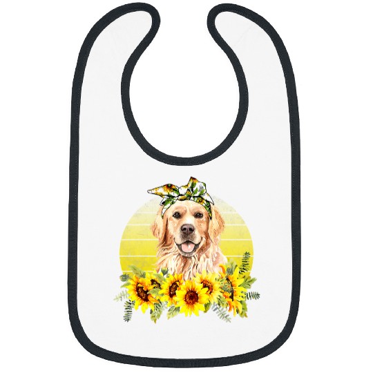 Goldie Love Golden Retriever Sunflower For Dog Lover 109 Golden Retriever Dog Bibs