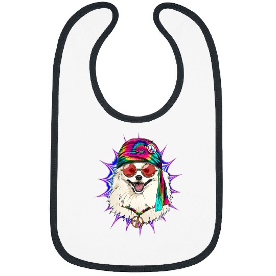 Tie Dye Hippie American Eskimo Hippiness Peace Love Dog 663 Bibs
