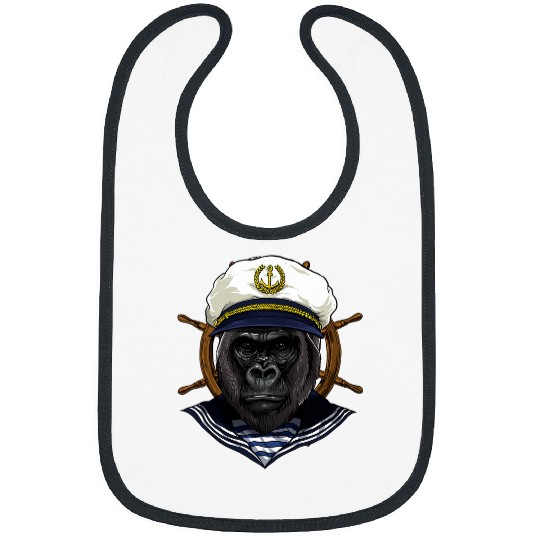 Gorilla Sailor Boat Captain Great Ape Gorilla Primate Animal 176 Bibs