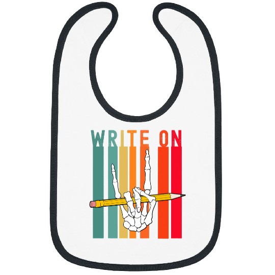 Reading Book Write On Funny Novelty Writing Pun For Book Writer Skeletons Reader Bibs