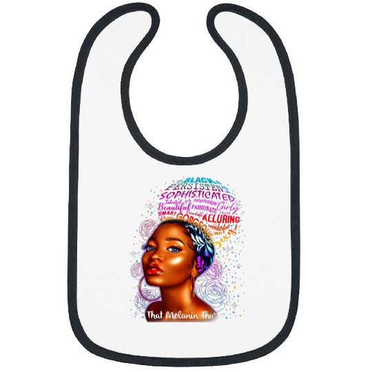 Gorgeous Sophisticated Queen Afro Word Art That Melanin Tho Bibs