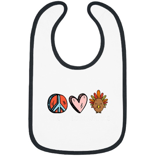 Peace Love Turkey Thanksgiving Hippie Cool Novelty Gifts Bibs