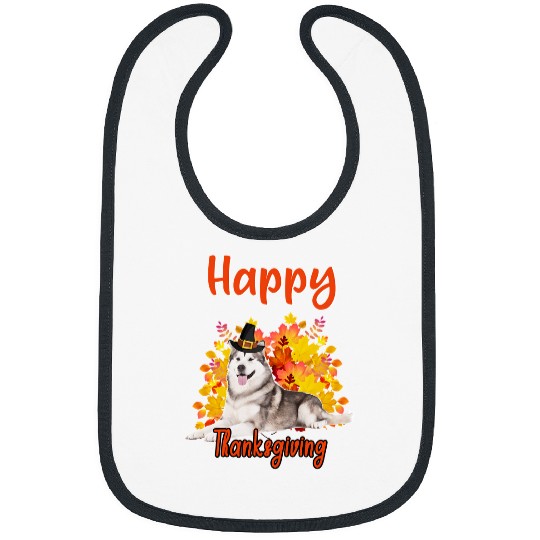 Dog Husky Happy Thanksgiving Funny Turkey Husky Lover13 paw Bibs