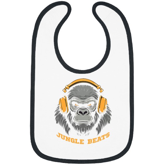 Gorilla wearing headphones Jungle beats Bibs
