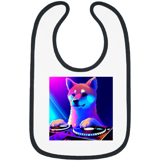 Dog Shiba Inu DJ Vaporwave Doge Dog Men Women Boys Girls 23 Bibs