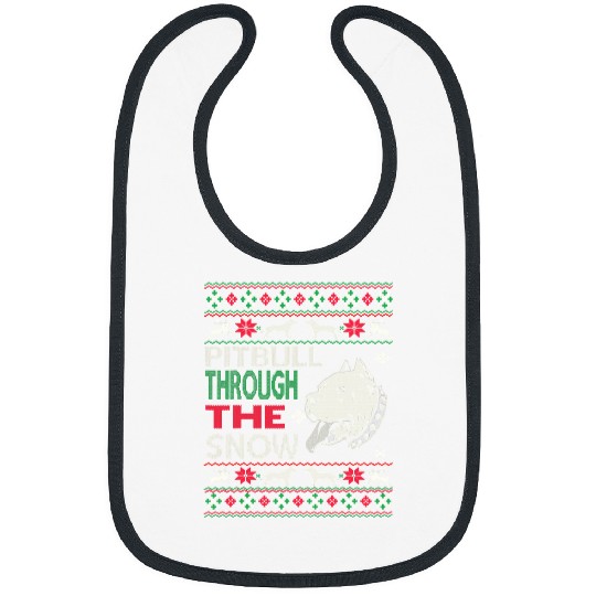 Bully Through The Snow Snowflakes Ugly Christmas Sweater 154 Pitbull Dog Bibs