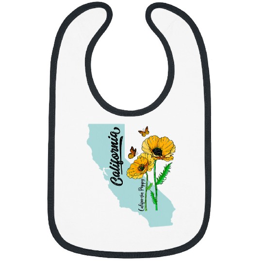 californias Poppies Flower Botanical Illustration Women Girls Bibs
