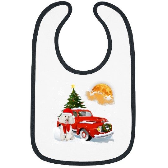 Poodles White Poodle vintages Wagon Red Truck Christmas Tree Pajamas126 Poodle dog Bibs