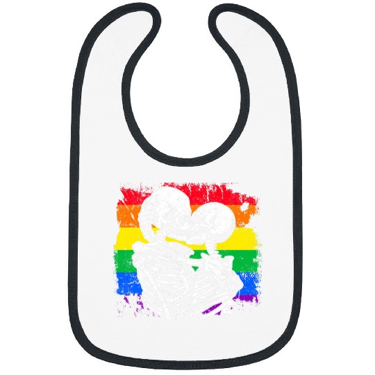 LGBT Pride Gay Couple Skeletons Kissing LGBT Pride Valentines Day Boys Bibs