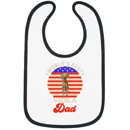 Dog Vizsla vintages Retro USA Flag Worlds bests Vizsla Dog Dad Sunset Bibs