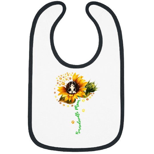 Bernedoodle Mom Mothers Day Sunflower Floral Dog Lover Bibs