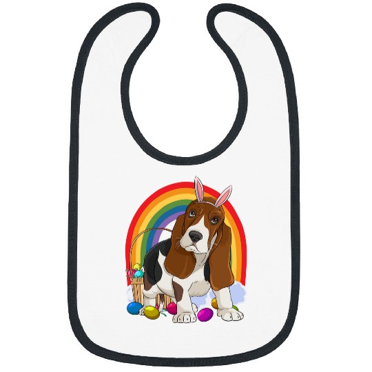 Dog Basset Hound Bunny Happy Easter Day paw Bibs