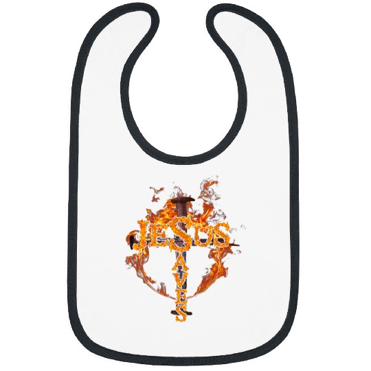 Christian Jesus Saves Christ Cross fires Of Love Christ Bibs