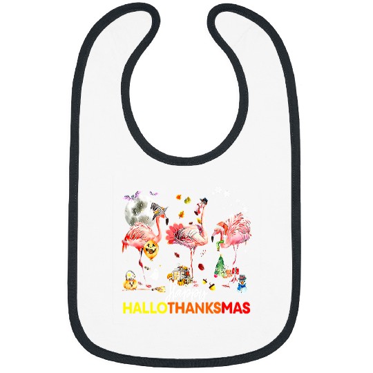 Pink Flamingo HalloThanksmas Halloween Thanksgiving Christmas Flamingos Bibs