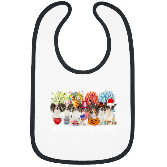 Dog Papillon Happy Everything Papillon Dog Seasons All Year Tree Lover58 Bibs