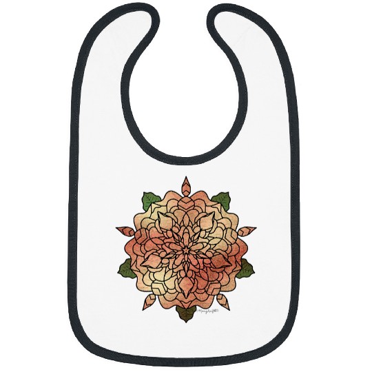 Burnished Autumn Geometric Floral Art Mandala Bibs
