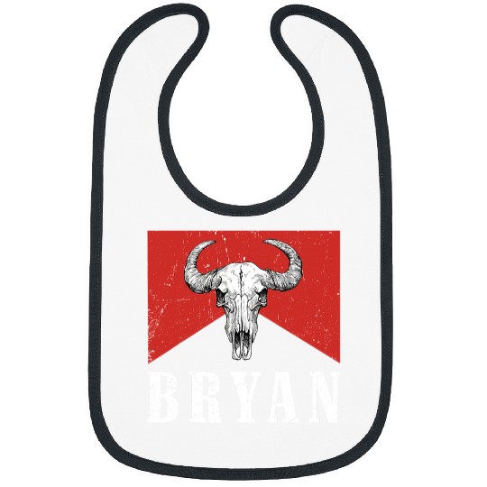 Retro Bryan Bull Skull Western Country Bryan Cowboy Cowgirls 1 Bibs