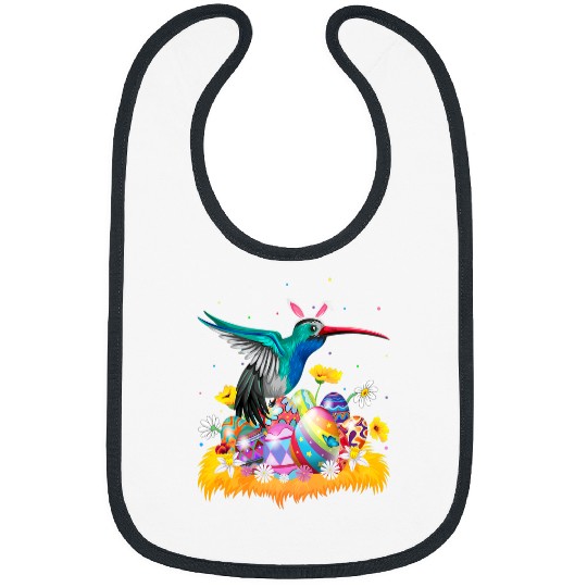Funny Easter Egg Lover Cute Hummingbird Easter Sunday Bibs
