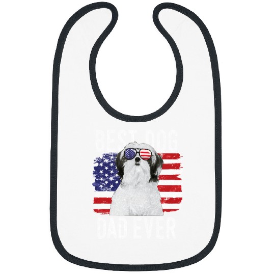 Dog American Flag bests Dog Dad Ever Shih Tzu USA 153 paws Bibs