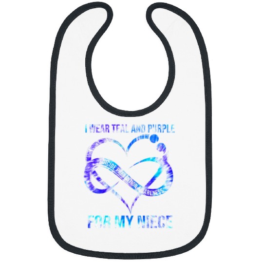 I Wear Teal Purple For Niece suicides Prevention Awareness Bibs