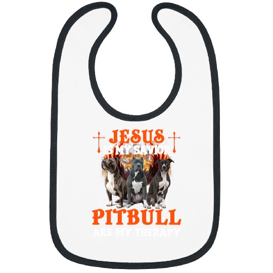 Bully Lover Dog Pet Lover Jesus Is My Savior Pitbull Are My Therrapy 112 Pitbull Dog Bibs
