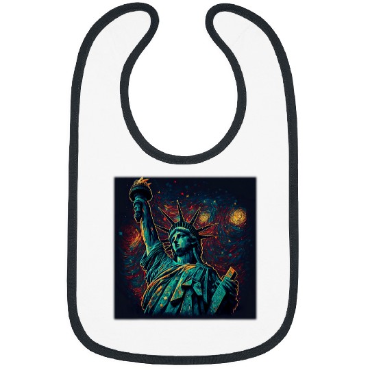 Surrealism Starry Night Statue of Liberty Bibs