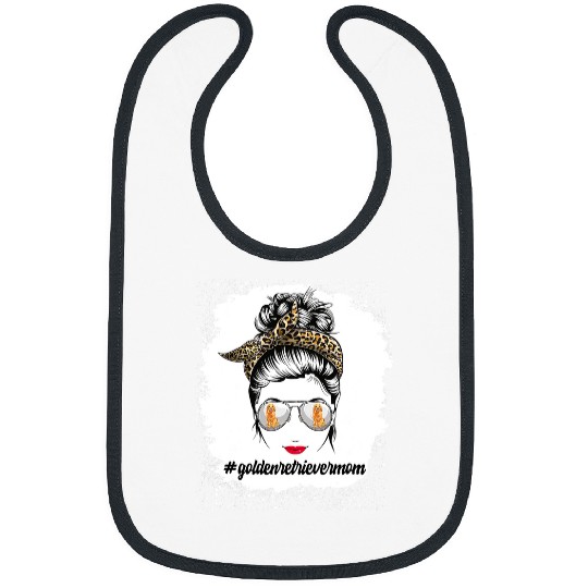 Goldie Mom Bleached Messy Bun Leopard Women 211 Golden Retriever Dog Bibs