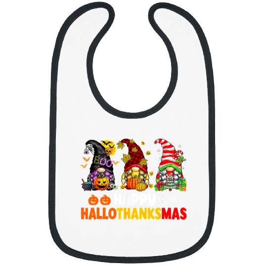 Gnomes Happy HalloThanksMas Halloween Thanksgiving Christmas 536 Bibs