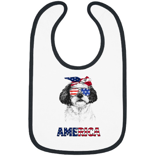 Shih Tzu American Flag Shih Tzu Mom Shih Tzu 4th Of July Bibs