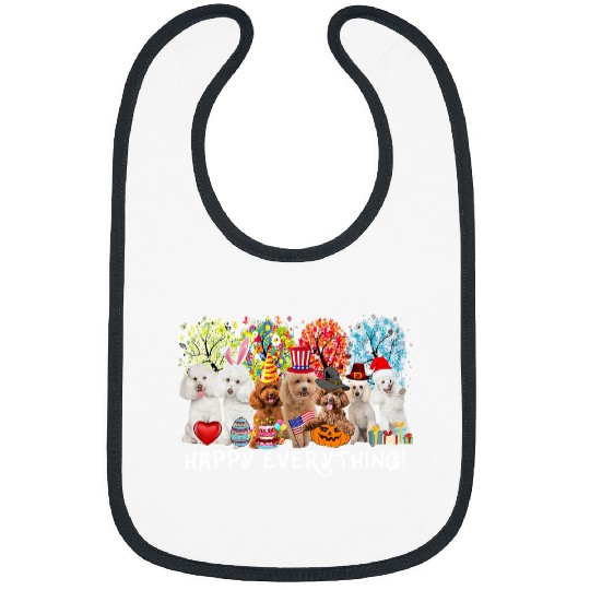 Poodles Happy Everything Poodle Dog Seasons All Year Tree Lover22 Poodle dog Bibs