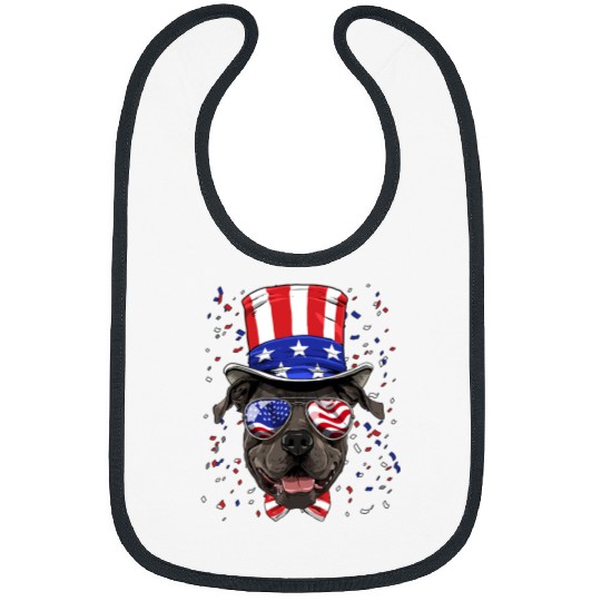 Pit Bull 4th of July American Dog USA Flag 767 Bibs