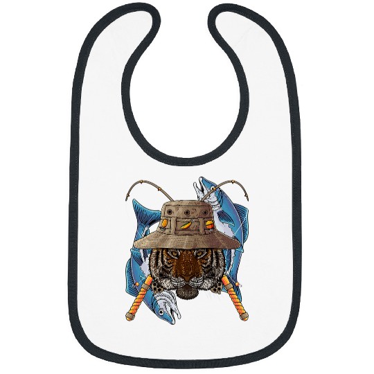 Tiger Gift Fishing Tiger Outdoor Fisherman Animal Cute Fly Bibs