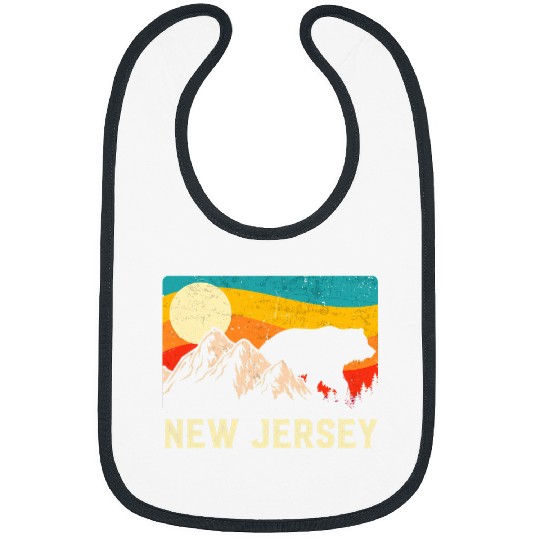 Funny Bear New Jersey Nature Wild Bear Retro Sunset Hiking Cute Bears Bibs