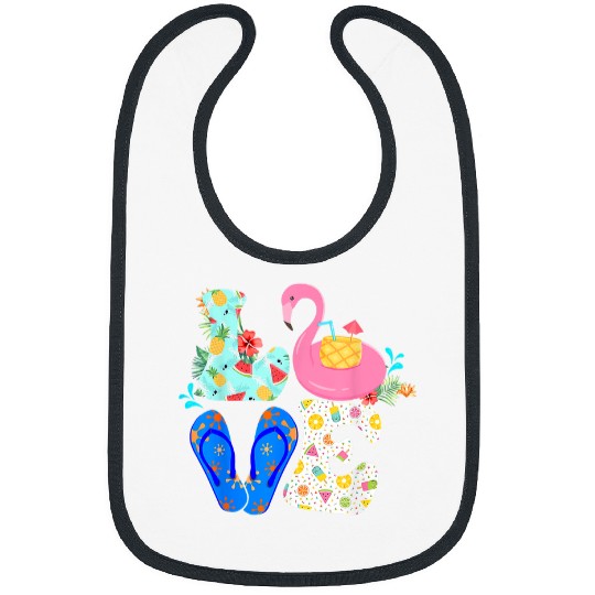 Pink Flamingo Aloha Beaches Hawaiian pineapples Cocktail Flamingo Float 2 Flamingos Bibs