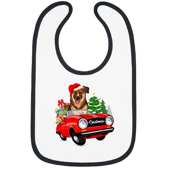 Cute GSD Dog Santa Hat Red Car Christmas373 German Shepherd Dog Dog Bibs