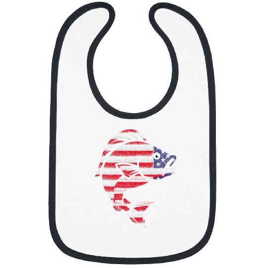 Fishing US American Flag Bass Fish Fisherman 4th Of July 3 Fisher Bibs