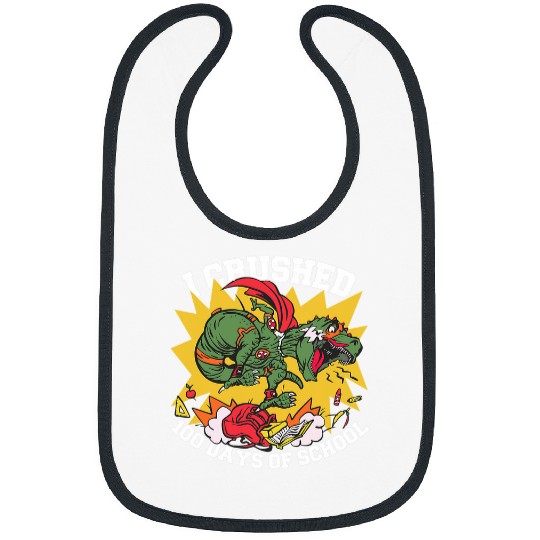 I Crushed 100 Days of School Dino Illustration Bibs