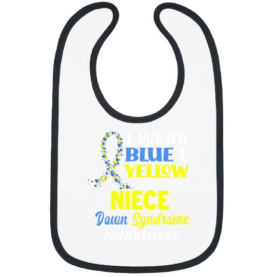 I Wear Blue Yellow For My Niece Down Syndromes Awareness Bibs