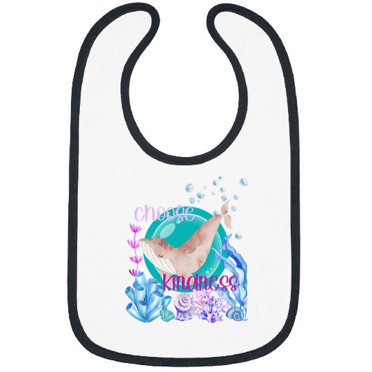 Whales Flower Crown Whale Choose Kindness Inspirational Watercolor Bibs