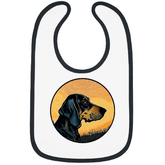 Black and Tan Coonhound Starry Night Painting Dog Mom Dad Bibs