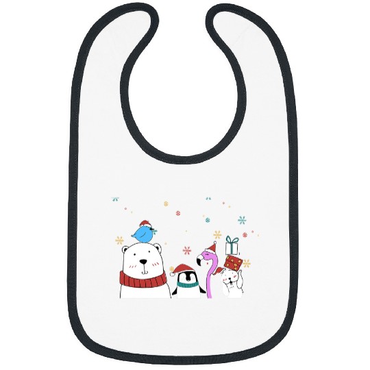Funny Bear Christmas Winter Birds and Bears bests Friends Cute Bears Bibs