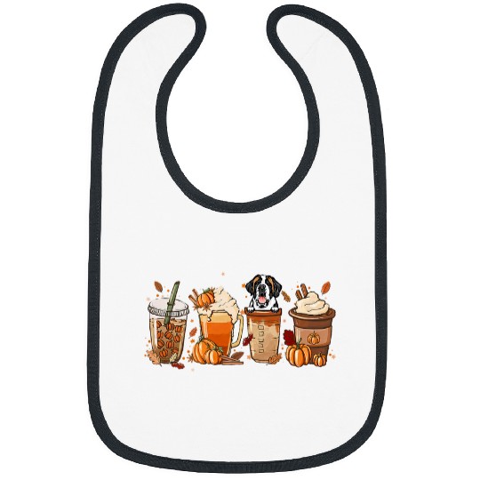 Skeletons Skulls Saint Bernard Fall Coffee Halloween Pumpkin Latte Horror Skull Bibs