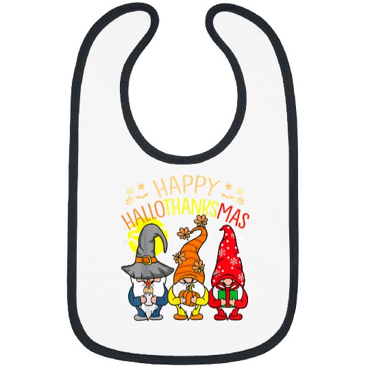 Halloween Thanksgiving Christmas Happy HalloThanksMas Gnomes 10 Bibs