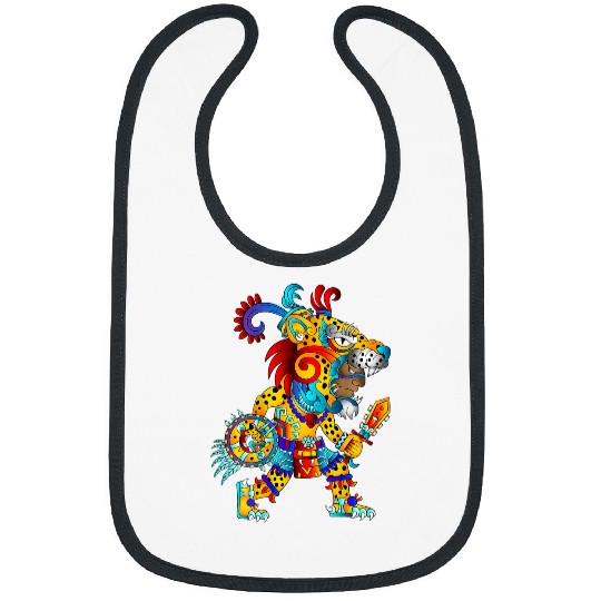 Skeletons Skulls panthers Huichol Sugar Skull Calavera Aztec Skull Art on Back Skull Bibs