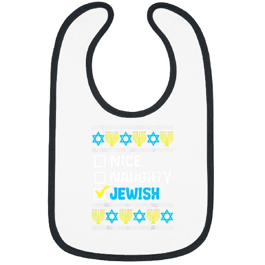 Nice Naughty Jewish Ugly Hanukkah Sweater Chanukah Jew 334 Bibs