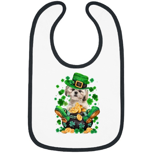 Shih Tzu St Patricks Day Lover Irish Shamrock Dog Bibs