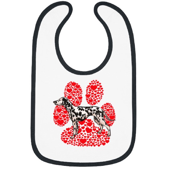 Dalmatian Valentines Day Dog Love Paw 33 Dog Lover Dalmatians Dog Bibs