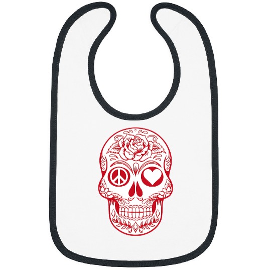 Skeletons Skulls Peace Love Sugar Skull Calavera Mexican Novelty Cool Gift Skull Bibs